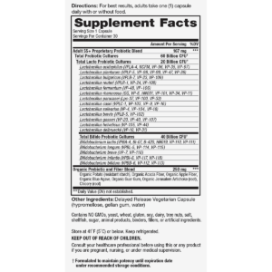 Vital Flora Adult 55 Supplement Facts Panel