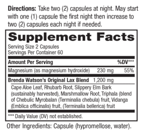 Vital LAX Supplement Facts